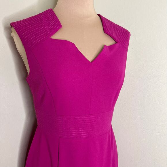 Tahari ASL Star Neck Sheath Dress 4 Womens Wild Berry Knee Length Work Career - Picture 5 of 11